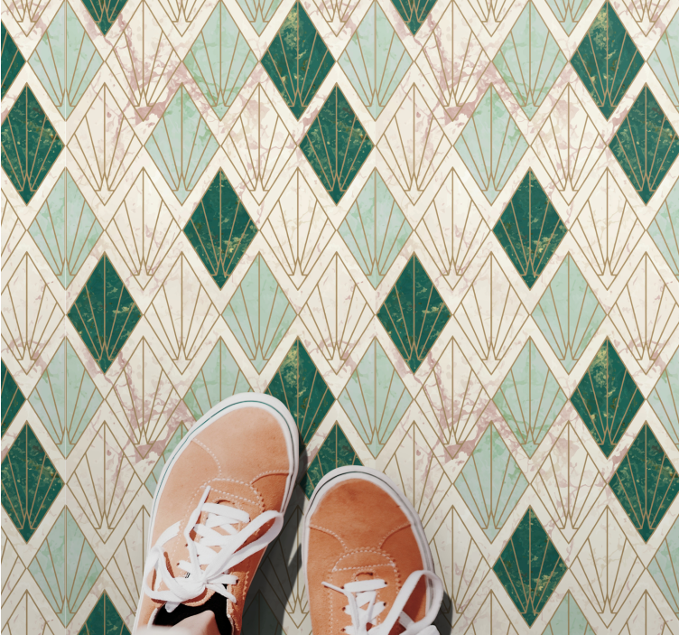 Art deco havet grönt mönster kakel matta - Tenstickers