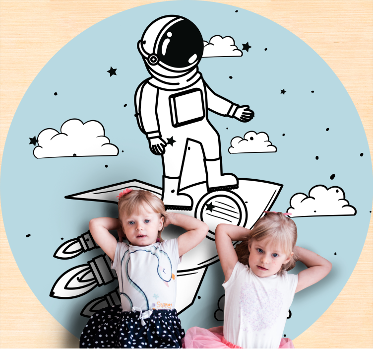 Astronautraketäventyr Vinylmatta Barn - Tenstickers