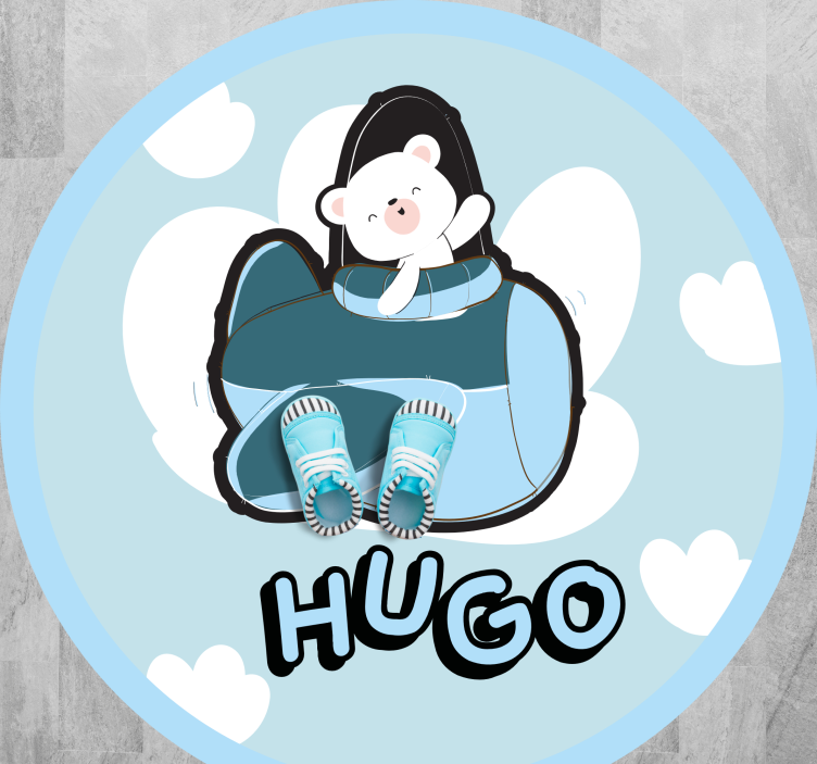 Babybjörn på planblå bakgrund anpassad matta - Tenstickers