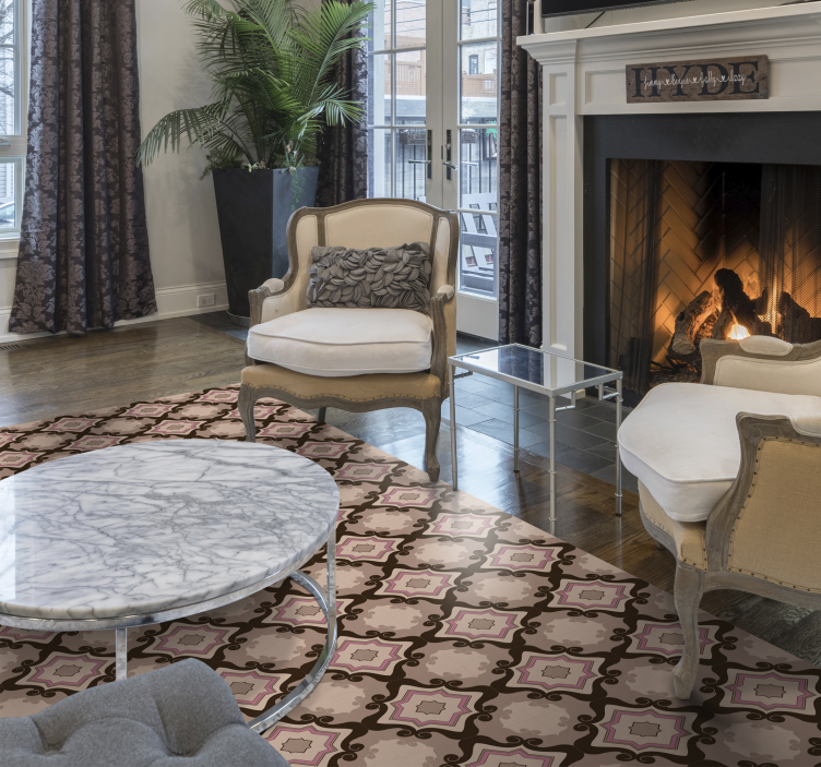 Fantastiska barocktegelplattor vintage vinylmatta - Tenstickers