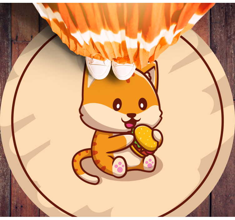 Kattunge med smörgås Vinylmatta Barn - Tenstickers