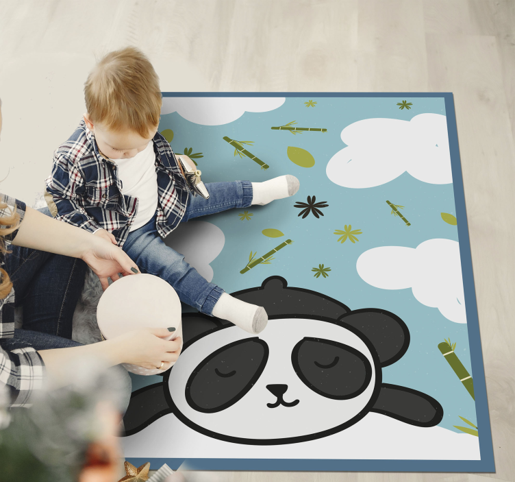 Bedårande panda och lämnar djurmatta - Tenstickers