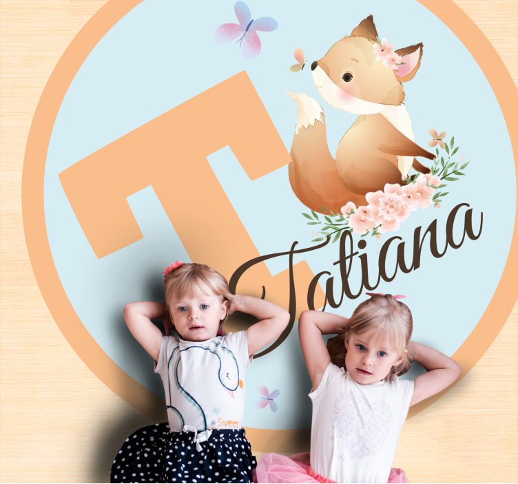 Bedårande rävillustration Vinylmatta namn - Tenstickers