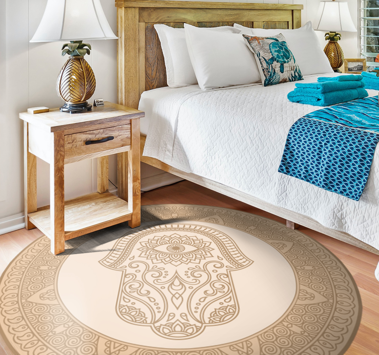 Beige fatima handsymbol Vinylmatta Mandala - Tenstickers
