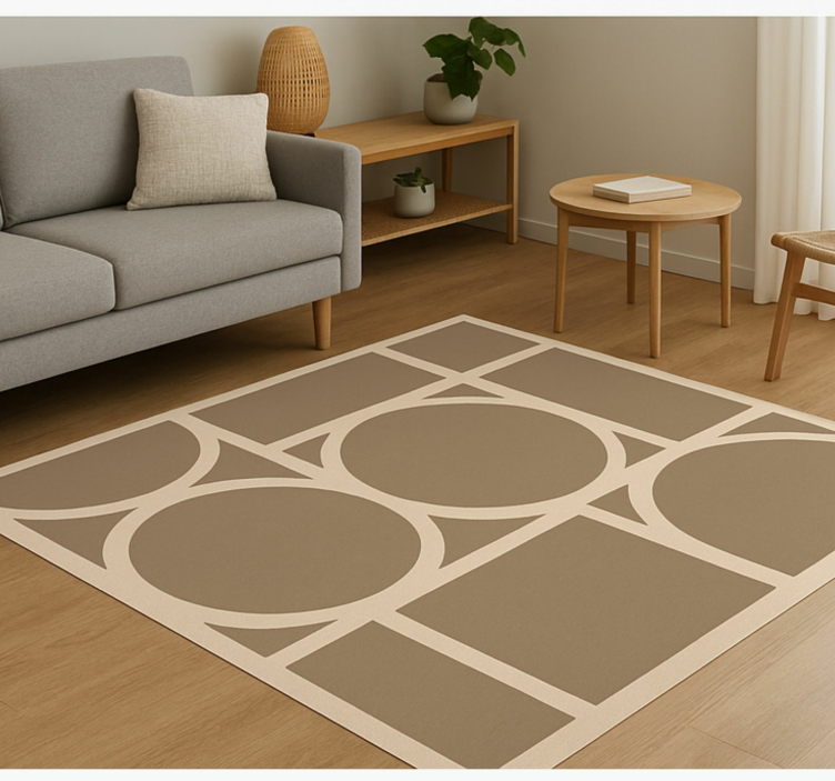 Beige geometrisk design Vinylmatta fyrkant - Tenstickers