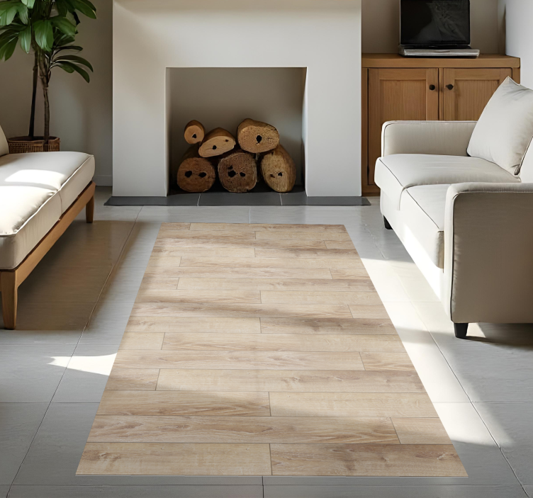 Beige parkettgolv Vinylmatta träeffekt - Tenstickers