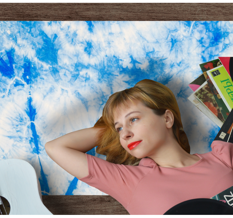 Blå batikfärg Vinylmatta Vardagsrum - Tenstickers