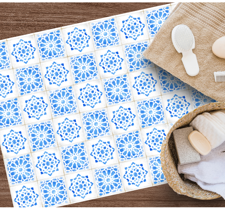Blå elegant mosaik badrum vinyl matta - Tenstickers