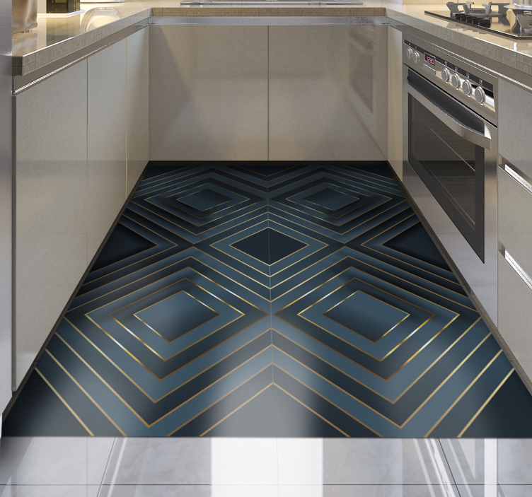 Blå mosaik med topptryck vinylmatta - Tenstickers