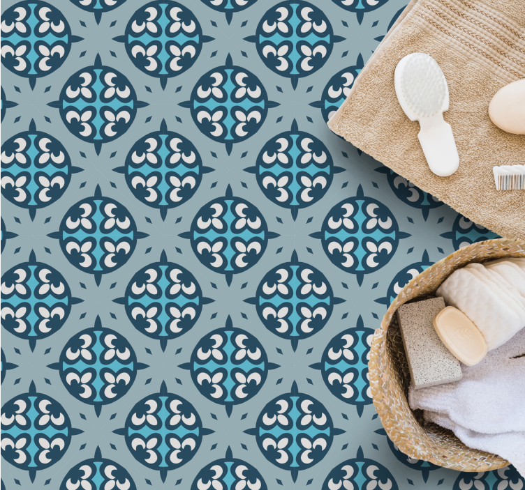 Blå och grå tegelmatta i klassisk stil - Tenstickers