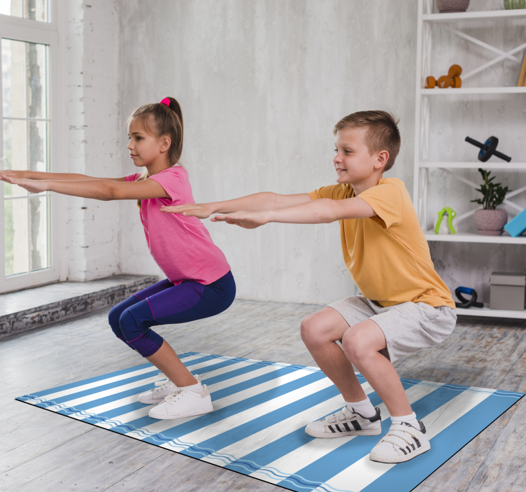 Blå och vit randig sjömanmatta - Tenstickers