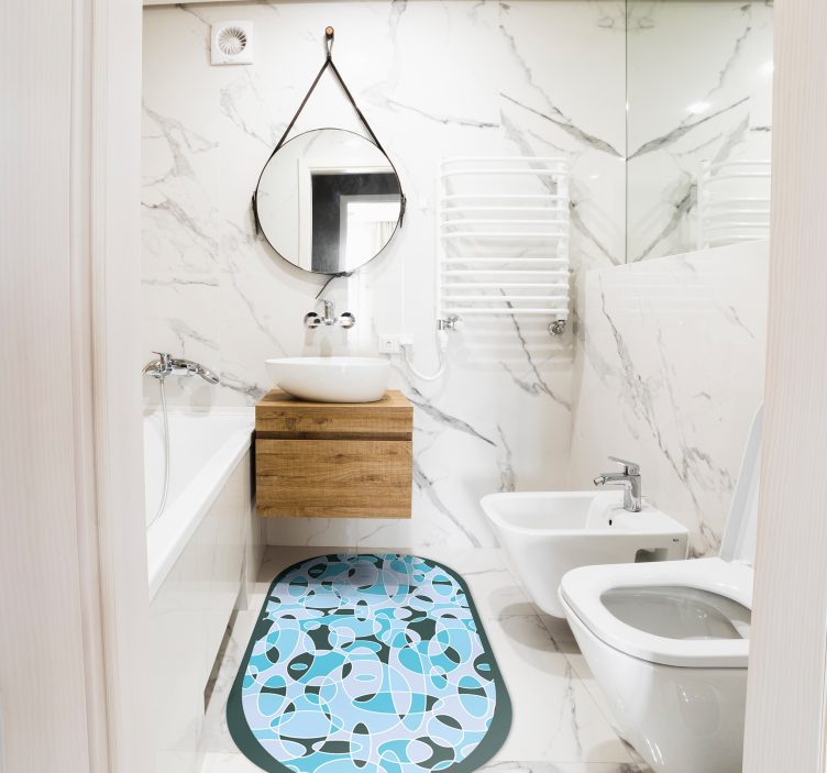 Blå oval minimal vinylmatta - Tenstickers