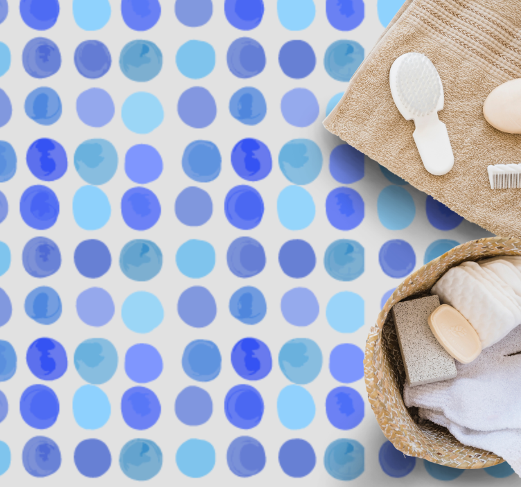 Blå prickmönster Vinylmatta badrum - Tenstickers
