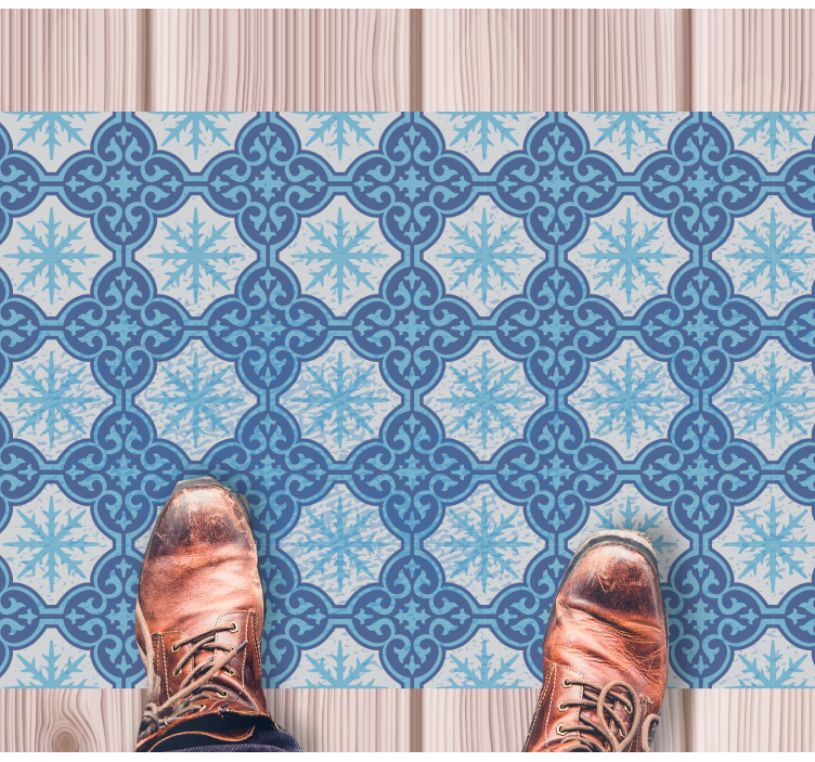 Blå rutor vintage matta - Tenstickers