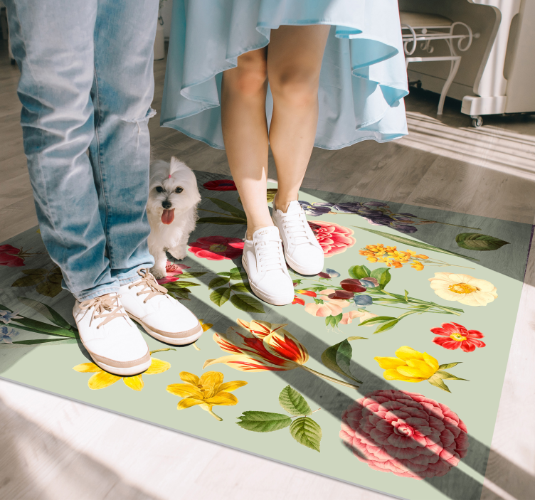 Pion och blommor sortiment blommor matta - Tenstickers