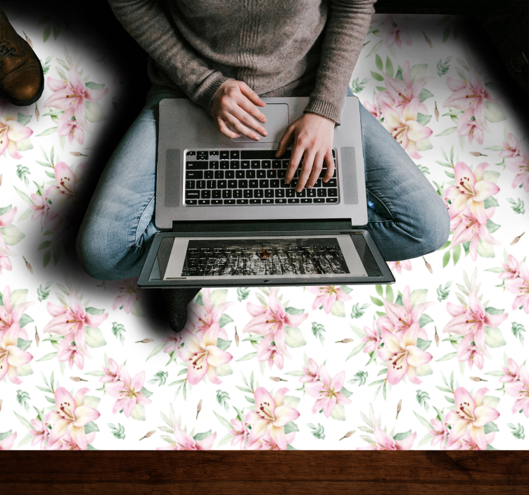 Blommig blommig elegans Vinylmatta blommor och växter - Tenstickers