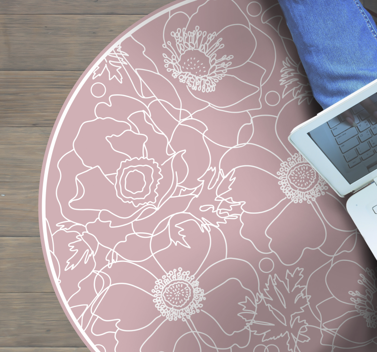 Blommig kontur motiv Vinylmatta blommor och växter - Tenstickers