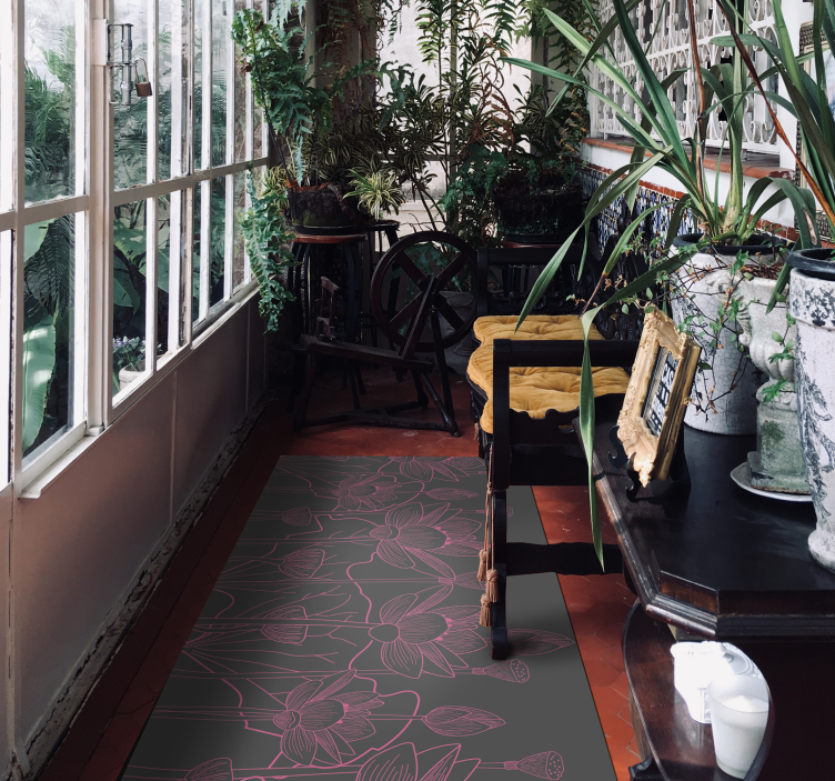 Blommig konturskiss Vinylmatta blommor och växter - Tenstickers