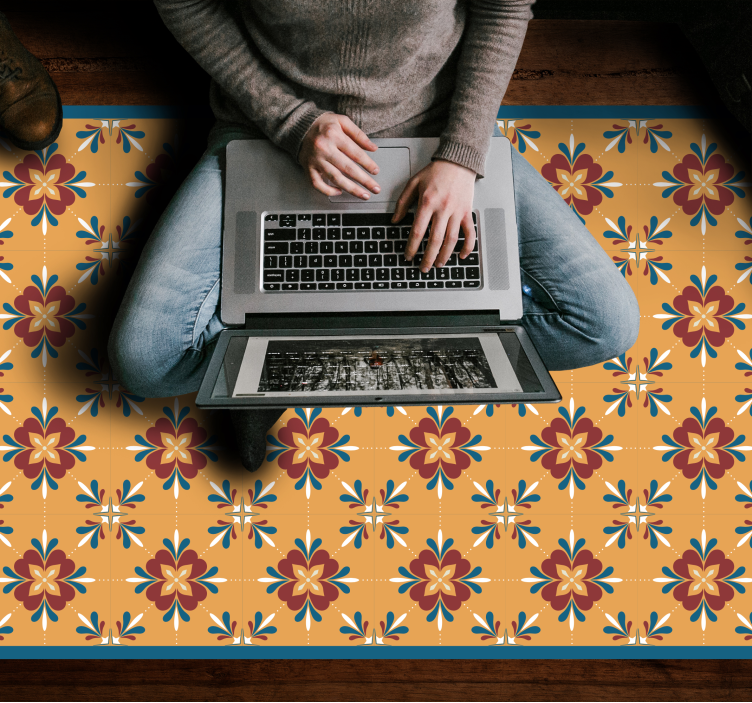 Blommig mosaik harmoni Vinylmatta kakeleffekt - Tenstickers