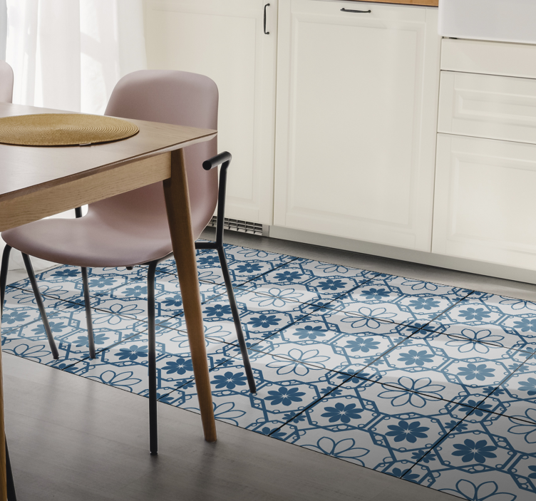 Blommig mosaik kakel Vinylmatta kakeleffekt - Tenstickers