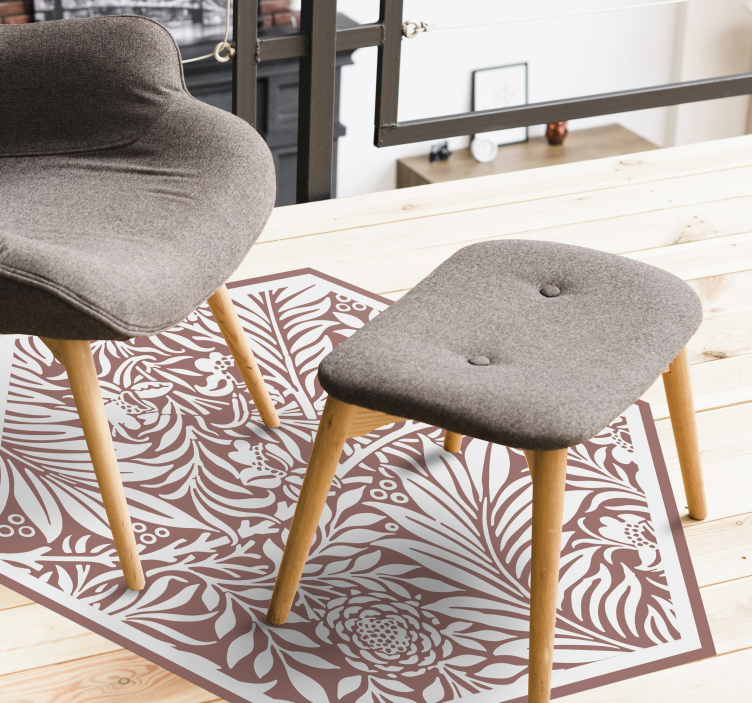 Blommig symmetri hexagon Vinylmatta blommor och växter - Tenstickers