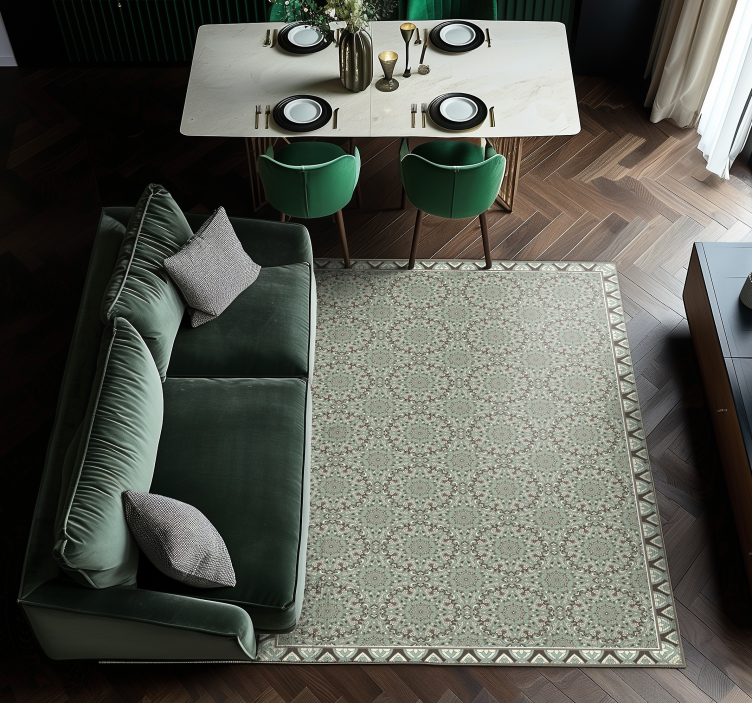 Blommigt kakelmönster Vinylmatta Matsal - Tenstickers