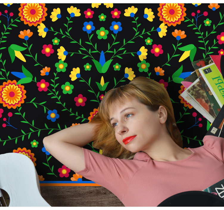 Färger och livfulla motiv Vinylmatta blommor och växter - Tenstickers