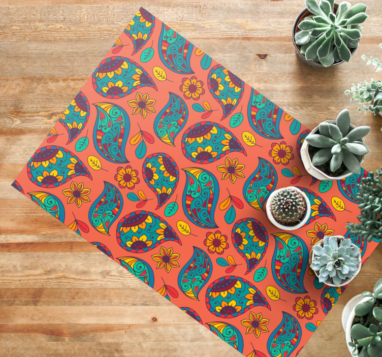 Blommigt paisley mönster Vinylmatta blommor och växter - Tenstickers