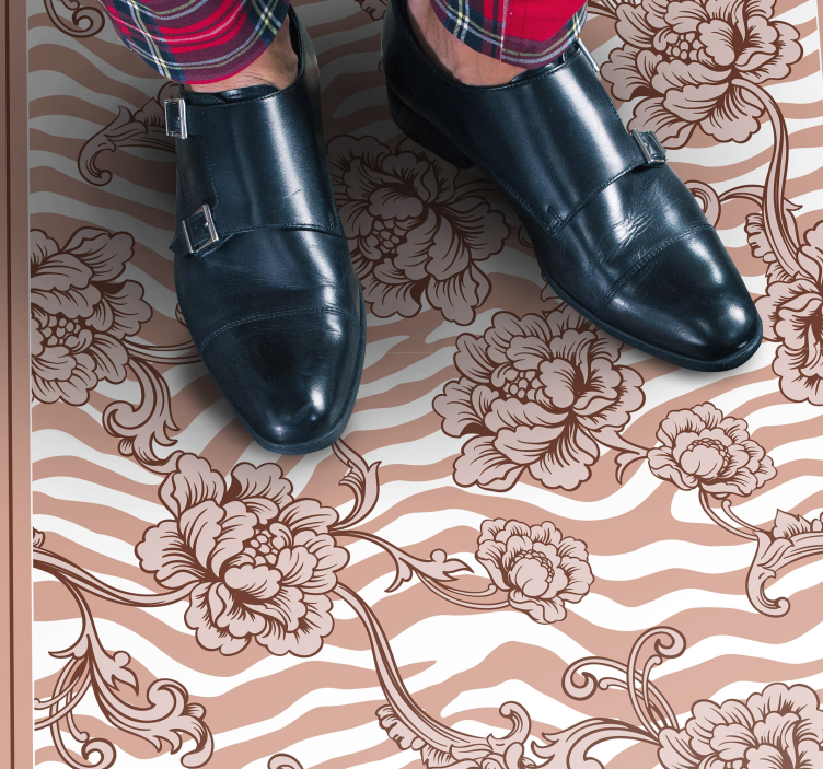 Zebra blommig fusion Vinylmatta sovrum - Tenstickers