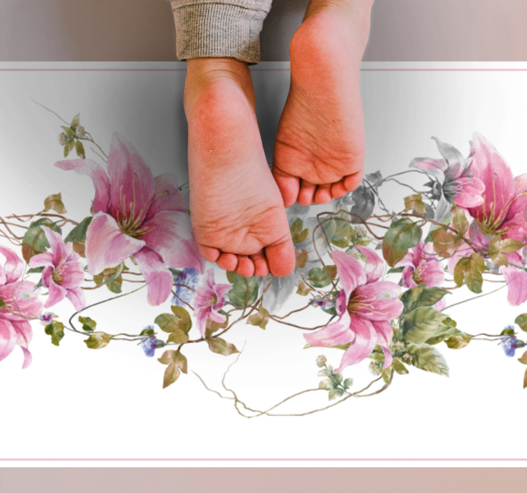 Blommigt vinmönster Vinylmatta natur - Tenstickers