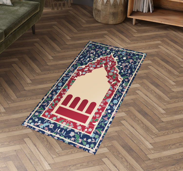 Blommönster persisk stil Vinylmatta Rektangel - Tenstickers