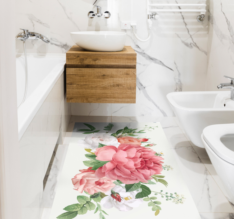 Blommor och rosor blommig vinylmatta - Tenstickers