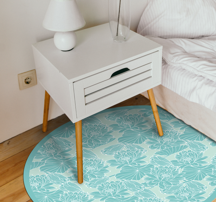 Blommotiv cirkel Vinylmatta blommor och växter - Tenstickers