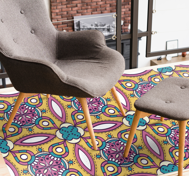 Blommotiv ensemble Vinylmatta blommor och växter - Tenstickers