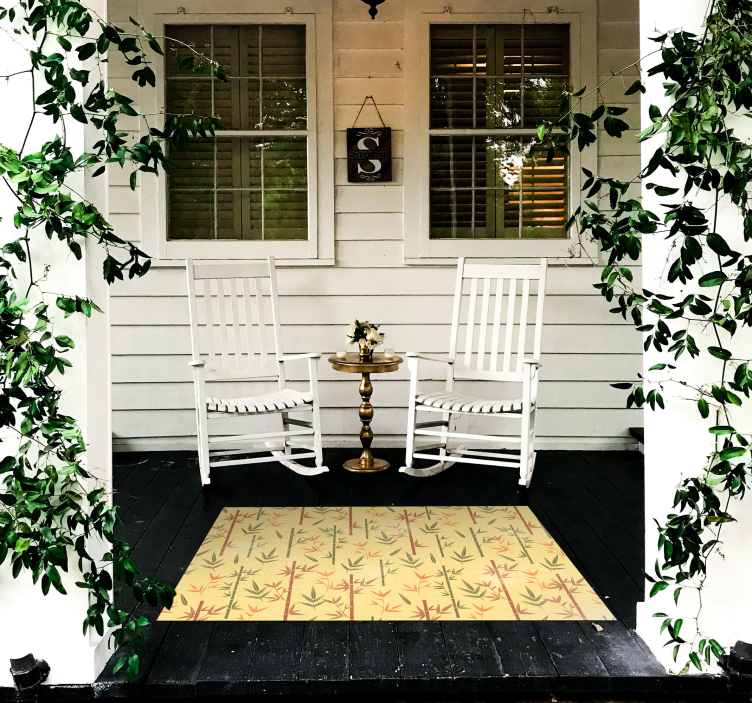 Botanisk bambu Vinylmatta blommor och växter - Tenstickers