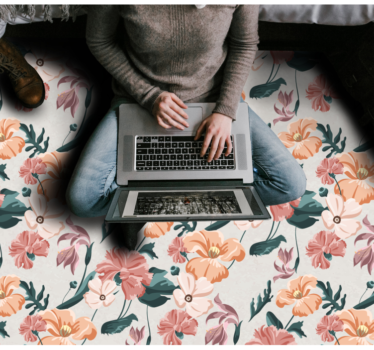 Botanisk glädje Vinylmatta blommor och växter - Tenstickers