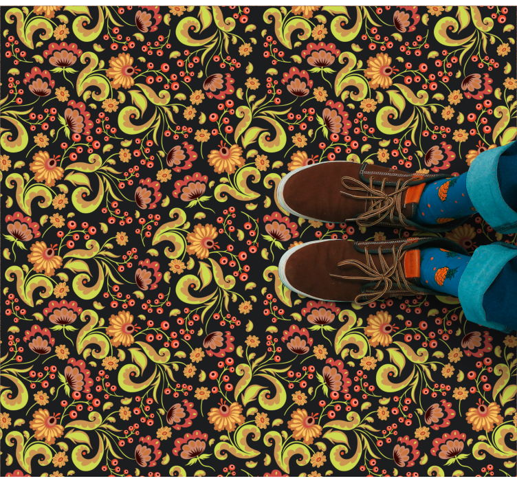 Botaniskt snurrmotiv Vinylmatta blommor och växter - Tenstickers