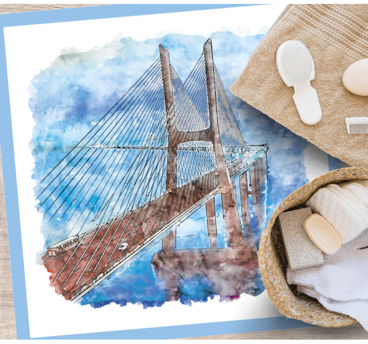 Bridge lissabon portugal akvarell vinyl matta - Tenstickers