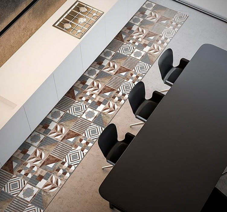 Brun cementin Vinylmatta Mosaik - Tenstickers