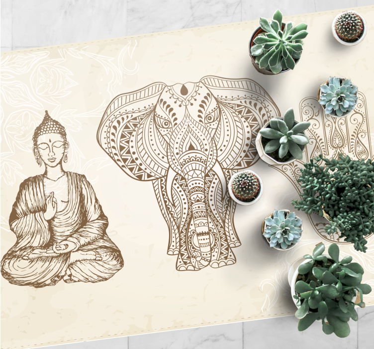 Buddha hamsa hand symbol etnisk matta - Tenstickers