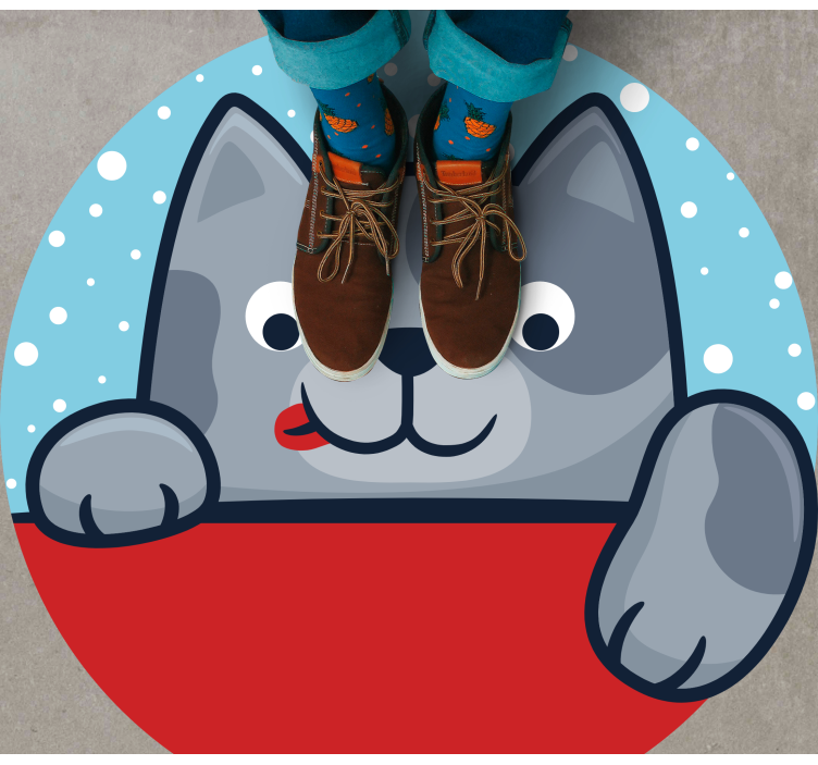 Charmig kattillustration Vinylmatta djur - Tenstickers