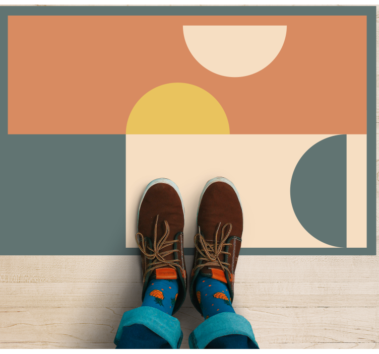 Cirklar och rektanglar Vinylmatta modern - Tenstickers