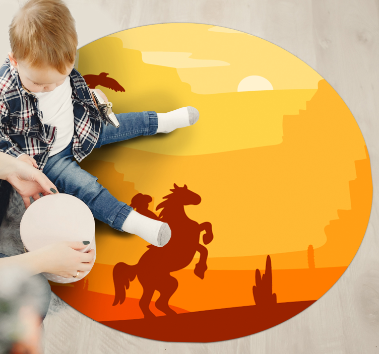 Cowboy landskap barn vinyl matta - Tenstickers