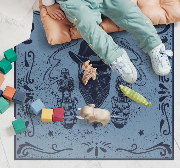 Cowboy skalle och flock vintage vinyl mattor - Tenstickers