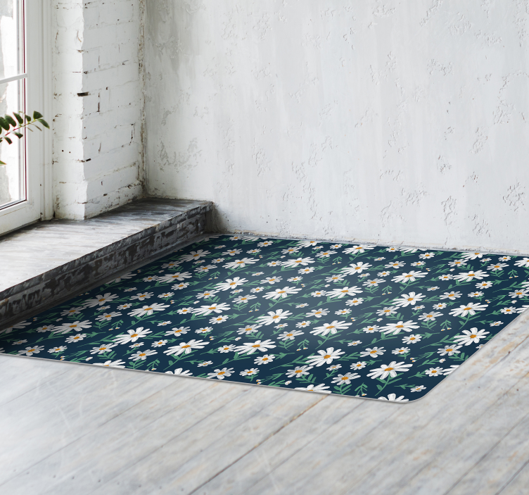 Daisy mönster yta Vinylmatta blommor och växter - Tenstickers