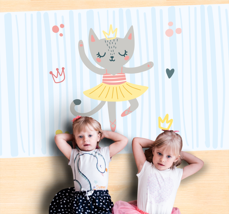 Dansande kattillustration Vinylmatta Barn - Tenstickers
