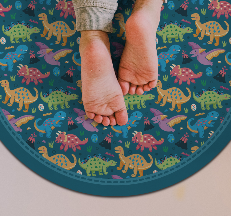 Dinosaurie cirkulära mönster Vinylmatta Barn - Tenstickers