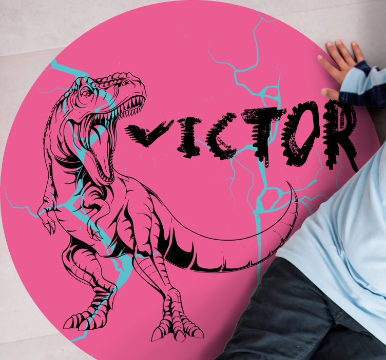 Rosa t-rex med namn Andra Vinylmattor - Tenstickers