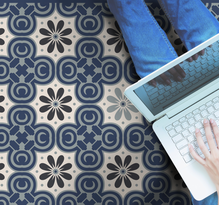 Elegant blommig komposition Vinylmatta kakeleffekt - Tenstickers