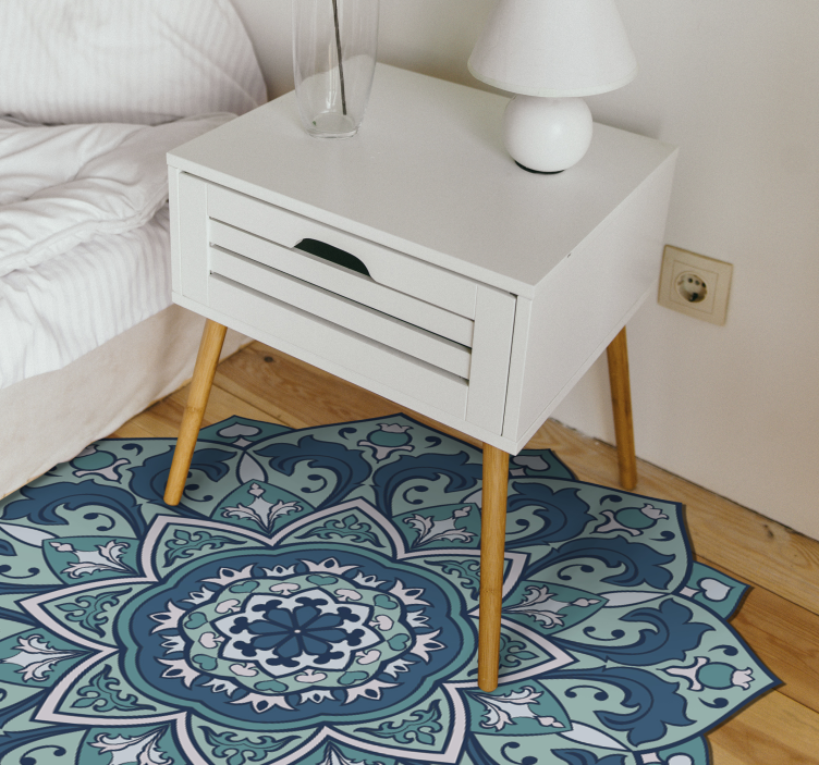 Blått elegant mönster Vinylmatta Mandala - Tenstickers